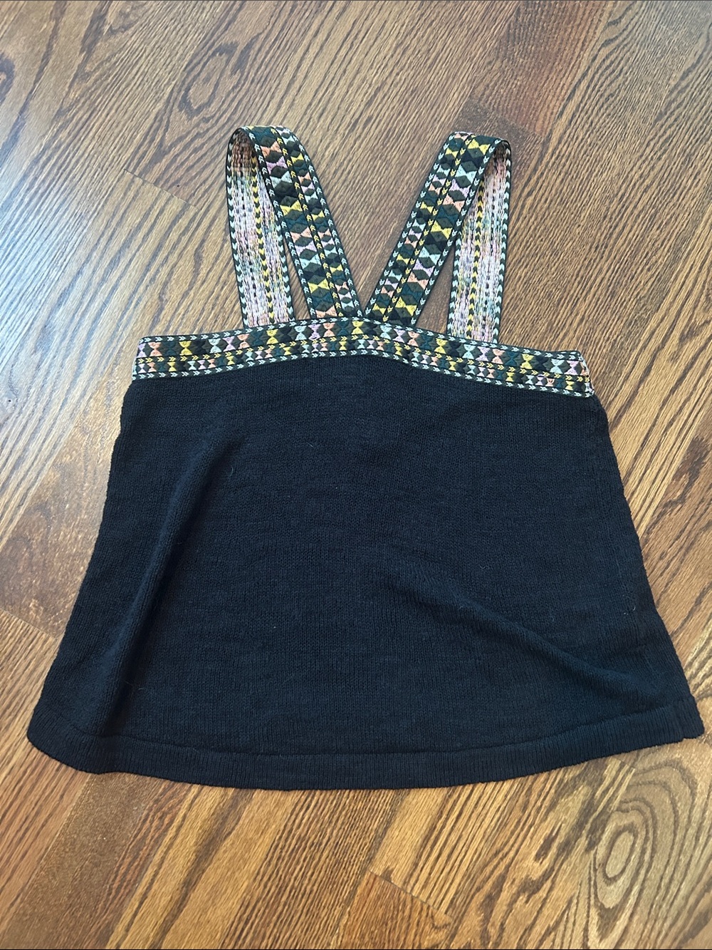 Madewell Knit Black Tank with Multicolor Braided Straps- Size S